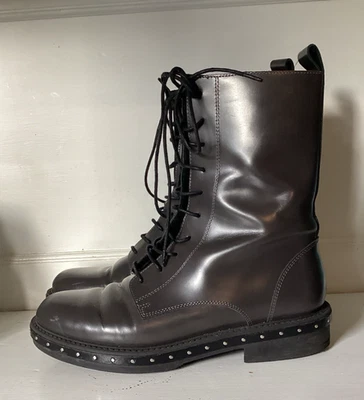 Barneys New York gray leather combat boots sz 37 - Image 1 of 4