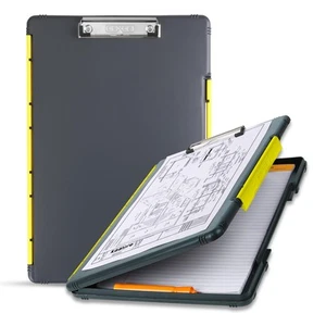 Legal Size XL Slimcase 2 Storage Clipboard, Gray with Yellow Clip, 15.5" x 10.5" - Picture 1 of 3