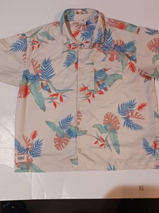NIKE Hawaii Print Blumen, Blätter & Paradiesvogel Knopfleiste Hemd Herren XXL - Bild 1 von 15