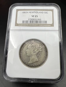 1882 H Newfoundland Canada 50c Fifty Cents Silver Coin NGC VF25 Certified - Picture 1 of 6