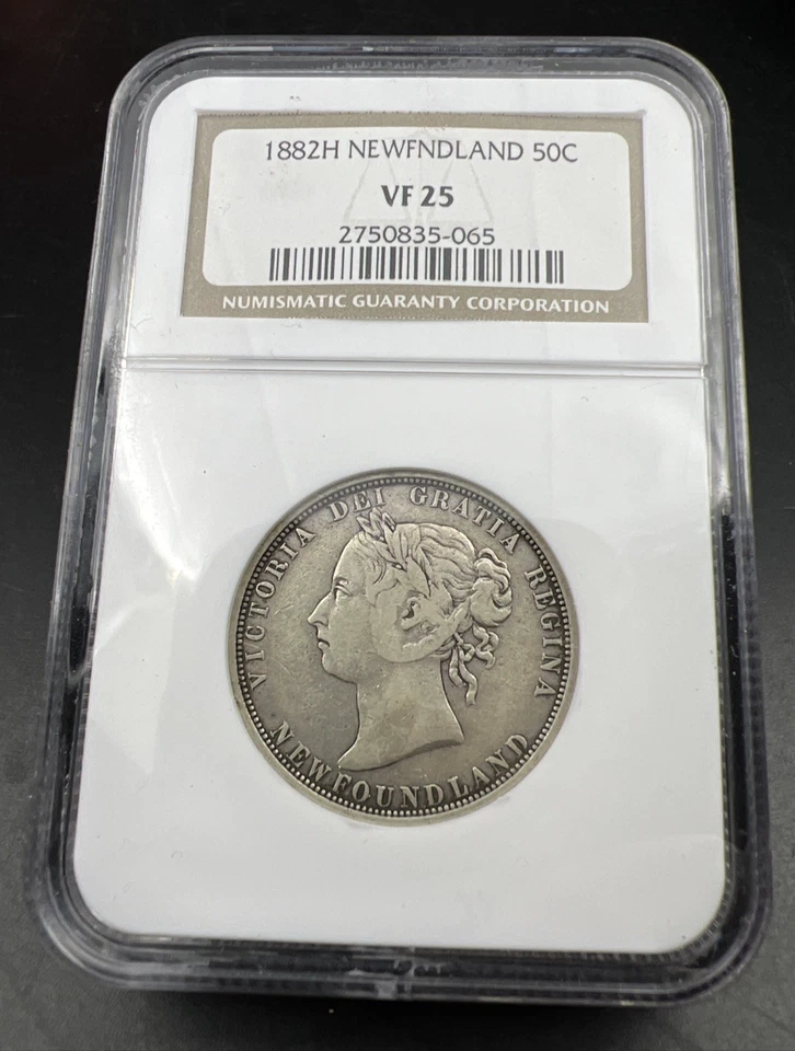 1882 H Newfoundland Canada 50c Fifty Cents Silver Coin NGC VF25 Certified - Image 1 of 4