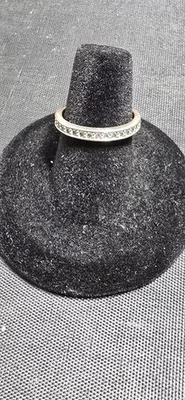 Sterling Silver Eternity Band Ring Womens 7.5 CZ Channel Set Sparkle Signed 925 - Image 1 of 4