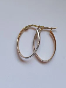 Moderne 375 Ohrringe Creolen Weißgold Gelbgold Ohrringe Bicolour 375 kein 333 - Bild 1 von 8