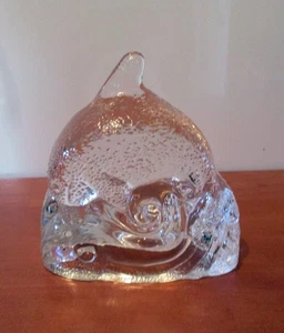 Vtg. Party Lite Crystal Glear Glass Dolphin Tea Light Holder 4 1/4" x 3 3/4" - Picture 1 of 10