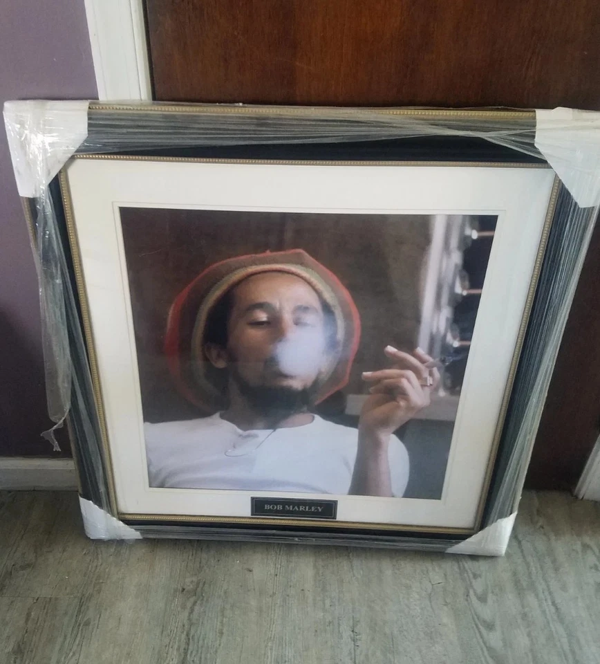 XL Bob Marley Custom Framed "Smoke" Picture W/ Name Plate 28.5"×28" - Image 1 of 4