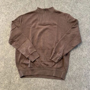 Kirkland Signature Pullover Mens L Brown 1/4 Zip Long Sleeve Sweater - Picture 1 of 12