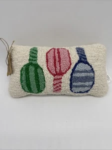 NEW Mud Pie Home Pickleball Paddle Mini Hook Wool Pillow 6" x 11" NWT - Picture 1 of 10