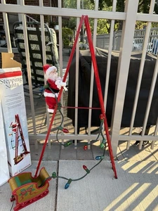 Vintage Mr Christmas Stepping Climbing Santa Weihnachtsbeleuchtung 44" Leiter Musik funktioniert - Bild 1 von 23