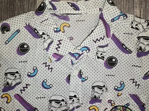 Herren Large Star Wars Storm Trooper ärmelloses Hemd mit Knopfleiste Retro 80er 90er EDM - Bild 1 von 7