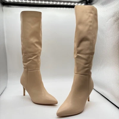 Allegra K Knee High Boots Womens 9 Tan Pointed Stiletto Heel Tall Boots - Image 1 of 4