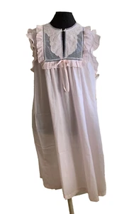 Vestido Rosa De Colección Bordado Encaje Volantes Mezcla Algodón Cottagecore Barbizon NUEVO Talla L - Imagen 1 de 16