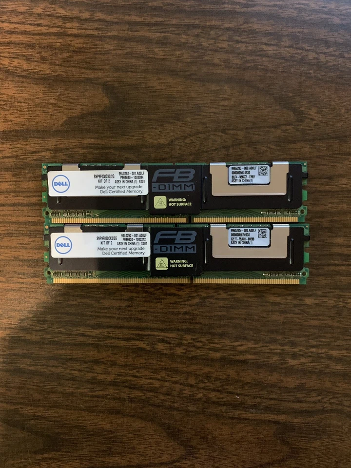 2GB (1GBx2) SNP9F030CK2/2G DELL 2GB PC2-5300 667 MHz DDR2 MEMORY KIT FB-Dimm - Image 1 of 1