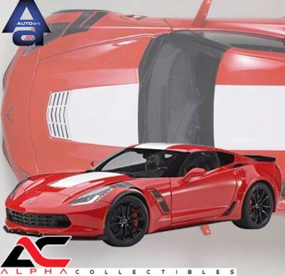 AUTOART 71274 1:18 CHEVROLET CORVETTE GRAND SPORT RED/WHITE STRIPES - Image 1 of 4