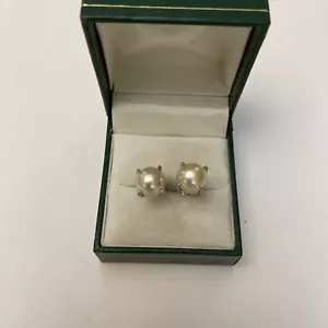 vintage solid 14k gold 9mm pearl stud earrings - Picture 1 of 6