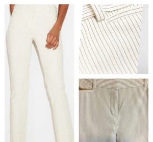 80 $ Express Columnist Hose 18R mittelhoher Bund, kaum Stiefel weiß & schwarz Nadelstreifen - Bild 1 von 9