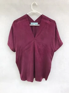 ☘️ Womens Sambag 100% Silk Short Sleeve Oversized Blouse Top Tee Purple Size S - Bild 1 von 7