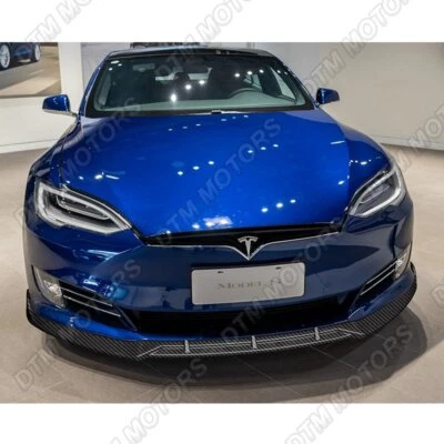 Для 2016-2020 Tesla Model S STP-стиль карбоновый вид передний бампер кузов спойлер закраина - Изображение 1 из 4
