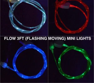 FLOW LIGHT-UP 3FT LED el data/sync USB charger cable FOR MICRO USB ANDROID PHONE - Picture 1 of 46