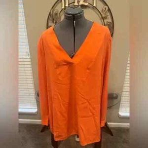 Blusa para mujer Lafayette 148 New York seda naranja cuello en V talla XXL - Imagen 1 de 4