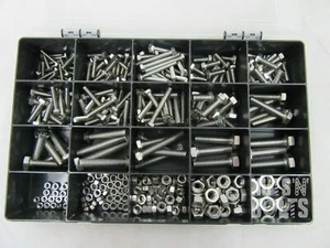 A2 - 70 Assorted Box kit M4,M5 M6 M8 M10 Nuts And Bolts Setscrews A2 Stainless - Picture 1 of 11