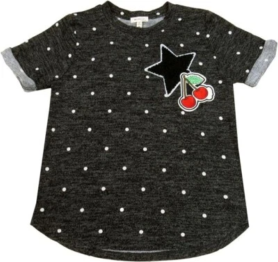 Monteau Big Girls' 波尔卡圆点补丁毛衣针织上衣黑色中号 — 第 1/3 张图片