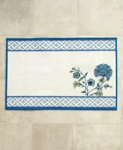 Athena Blue Flower Garden Lattice Bathroom Rug Summer Spring Blue Floral Rug - Picture 1 of 1