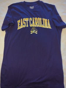 ECU East Carolina Pirates Hanes Short Sleeve Size XL Purple T-Shirt Embroidered - Picture 1 of 5