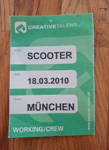 Scooter 18.03.2010 Satin-Klebepass - WORKING/CREW- München Zenith-Halle - Zdjęcie 1 z 1