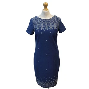 White Stuff Blue Floral Short Sleeve Denim Dress UK Women's Size 8 W26-30 - Picture 1 of 5