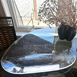 FISH SERVING PLATTER CLEAR RECYCLED GLASS 19 1/8" X 9" HEAVY - Picture 1 of 7