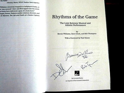 BERNIE WILLIAMS WITH AUTHORS 3 X SIGNED AUTO RHYTHMS OF THE GAME BOOK JSA BEAUTY - Image 1 of 4