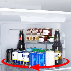 Turntable Lazy Susan Rectangle Tray 2 Tiers Fridge Make Up Organizer Rotate 360° - Picture 1 of 13