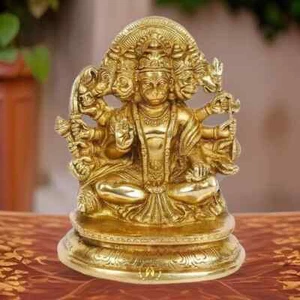 ProudlyIndia 7" Brass Panchmukhi Hanuman Murti,Hanuman Statue,Bajrangbali Statue - Picture 1 of 6