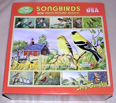 NEW 2009 Songbirds Birds Finch Cardinal 750 Pc Puzzle Male Female Feeder Doughty - Image 1 of 4