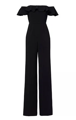 Mono para mujer Jay Godfrey negro profundo talla 0 con volantes al hombro $495 Foto 1 de 4