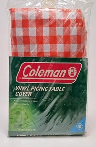 Coleman Red and White Classic Checked Vinyl Table Cover Picnic Cloth 54" x 84" - Picture 1 of 3