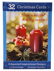 NOS Sealed 32 Holiday Christmas Cards & Envelopes 8 Different Designs in One Box - Picture 1 of 5