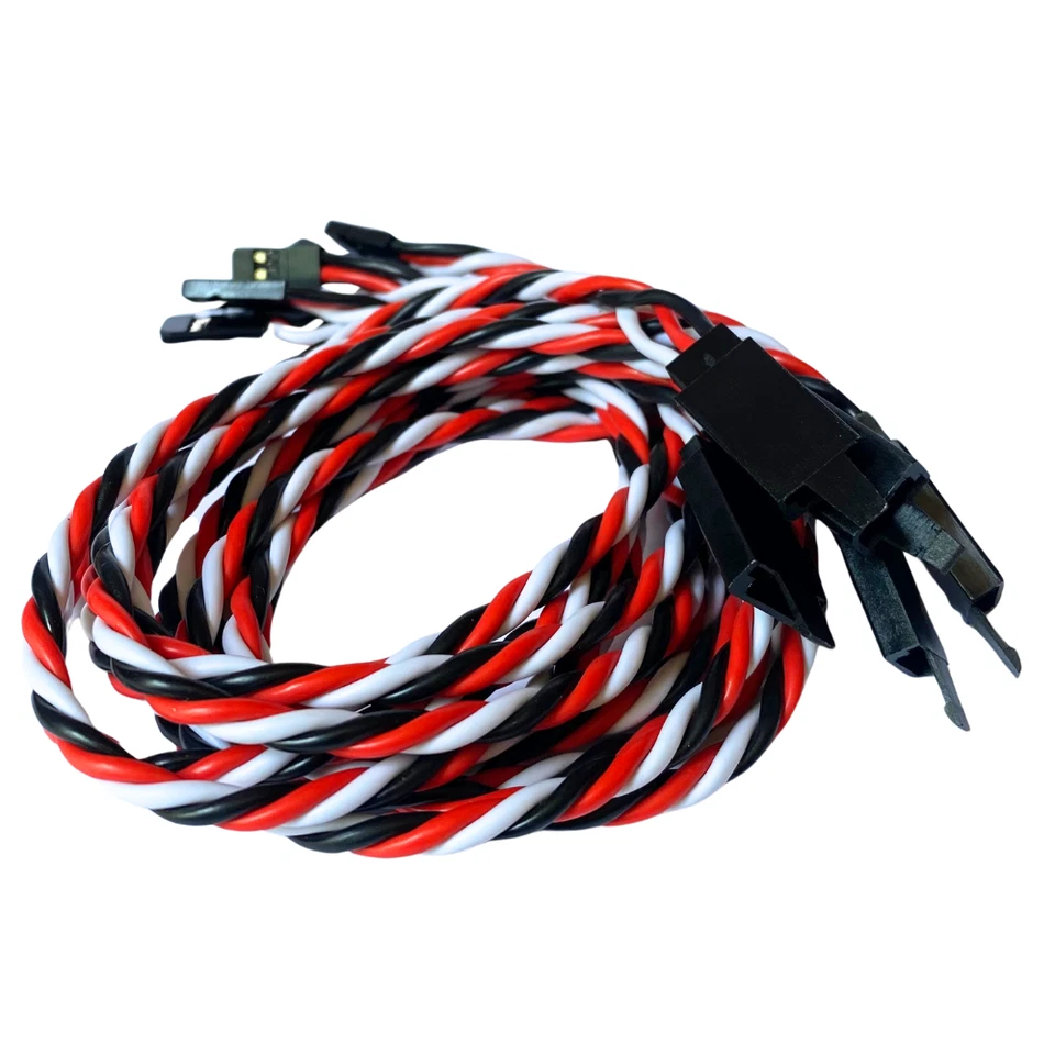 (5) 45CM (~1.5ft) Twisted 20awg Servo Extension Leads Futaba with Safety Clip - Image 1 of 1