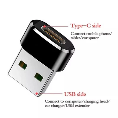 USB 3.1 Type C Female to USB A Male Adapter Converter Charger Connector Plugs - Image 1 of 4