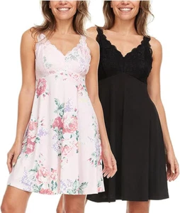 FN by Flora Nikrooz Women's 2-Pack Lace Chemise, Multi, Small - Picture 1 of 4