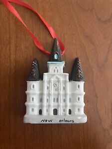 Ornement de Noël souvenir céramique vintage cathédrale Saint-Louis Nouvelle-Orléans