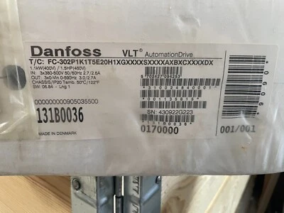 Danfoss 131B0036 - FC-302P1K1T5E20H1 VLT 131B0036 1,1 kW freq. inverter - NEW - Image 1 of 2