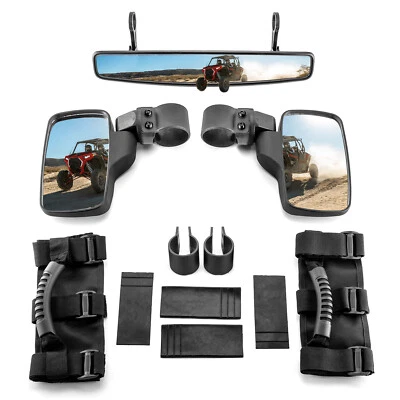 "Espejos retrovisores anchos laterales y traseros de 1,75"" + agarre manual para Polaris Ranger RZR XP 900 1000" Foto 1 de 4