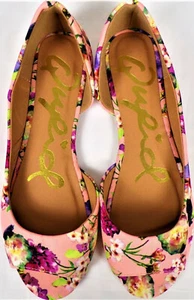 Ballerine QUPID taglia 6,5 rosa salmone/multicolore floreali d’Orsay tomaia in tessuto - Foto 1 di 12