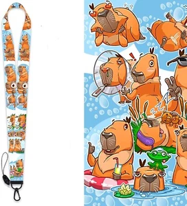PUOSUO Cute Capybara Lanyard ID Badge Key Chain Holder Keychain Clip - Picture 1 of 2