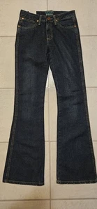 New with Tags Girls Wrangler Denim Jeans 14 Slim Flair Dark Wash Western Cowgirl - Picture 1 of 4