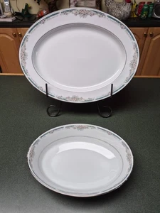 Noritake Enhancement 4035 Vegetable Bowl 9.75 x 7 x 2.5" & Platter13.5" x 10-3/8 - Picture 1 of 4