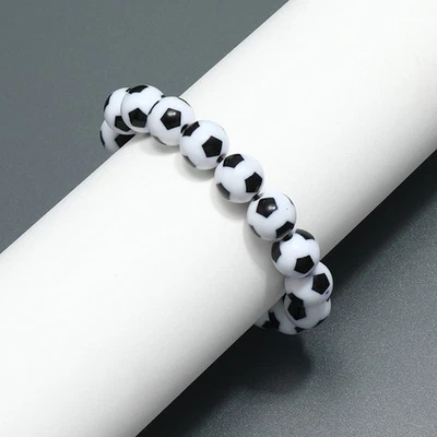  Kunststoff Fußball Armband Fußballliebhaber Perlen Armband Geburtstag Valentine - Bild 1 von 4