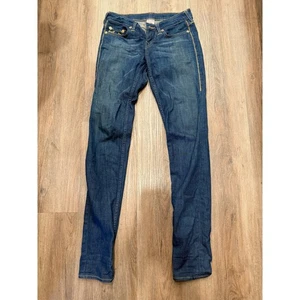 True Religion Stella Womens Blue Denim Jeans Sz 29 Distressed Skinny Fit - Picture 1 of 7