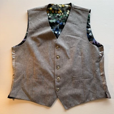 Gibson London Vintage Mens Waistcoat Vest Gray Linen Cotton Blend 48 In EU 58 - Image 1 of 4